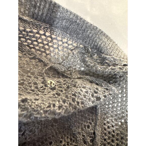 American Eagle 2010s Light Gray Crochet Knit Gray Henley Sweater Dress Small - Picture 7 of 10